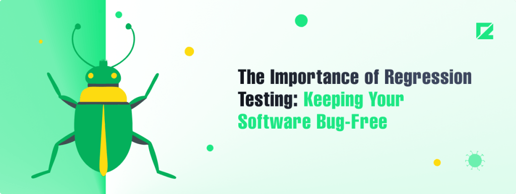 Illustration representing regression testing process to ensure bug-free software after updates.