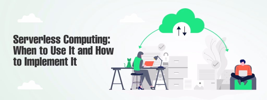 Serverless Computing architecture showing event-driven functions, microservices, and real-time data processing in the cloud